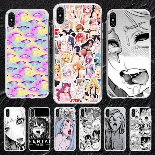 Hentai Anime Girls Face Phone Case Transparent For iphone 5 5s se 2 6 6s 7 8 12 mini plus X XS XR 11 PRO MAX transparent art
