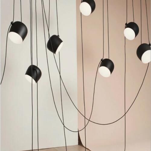 Black White Nordic Personality DIY Spider Pendant Lamp Drum Shade Pendant Light Adjustable Hanging Drum Light Fixture