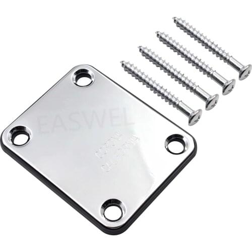 For Fender Strat Tele Electric Guitar Neck Plate Chrome Engraved Fender Logo