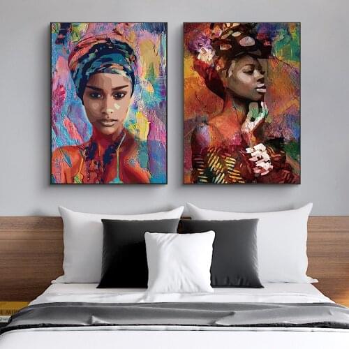 Graffiti African Black Skin Girl Art Canvas Print Painting Wall Picture Modern Living Room Home Decoration Poster