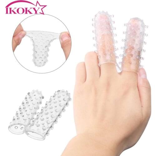 IKOKY Double Finger Sleeve Silicone Vaginal Massager G-spot Stimulate Adult Sex Toys for Women Female Masturbator Erotic Product