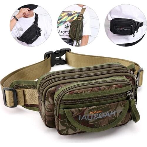 Camouflage Nylon Belt Bag Mens Fanny Pack Women Waist Bags Male Casual Chest Bag Travel Bum Packs Boy Small Crossbody Pack Beg