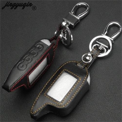 Jingyuqin Leather Key Case for Russian Version Scher-Khan Magicar 6/7/8/9 LCD Two Way Car Alarm System M6 M7 M8 M9 Cover