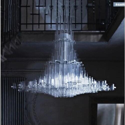 L Western restaurant clothing store coffee bar lighting transparent acrylic lamp modern minimalist creative fashion chandelier