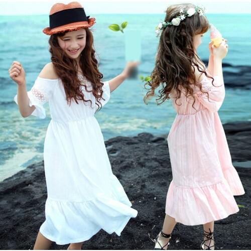 Girls Summer Dress New Teenage Child Cotton Lace Princess Dresses Kids Dress For Girls 3-14Y Kids Clothes