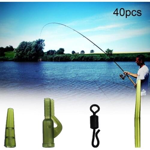 40%HOT40Pcs Carp Fishing Anti-Tangle Sleeves Swivels Lead Clips Tail Rubber Tubes Kit