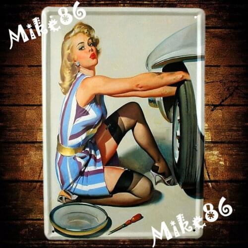 [ Mike86 ] GARAGE Lady Vintage Metal Poster Painting Wall Decor Retro Bar House Hotel Tin Sign A-554 Mix Order 20*30 CM