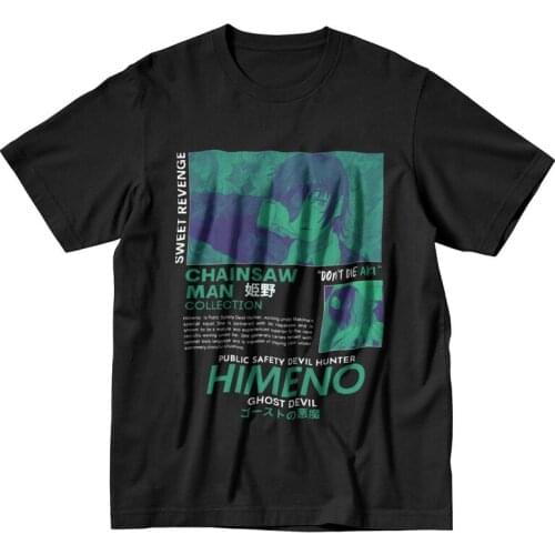 Male Chainsaw Man T Shirts Short-Sleeve Cotton Tshirts Cool T-shirt Designer Harajuku Anime Manga Himeno Tee Loose Fit Clothes