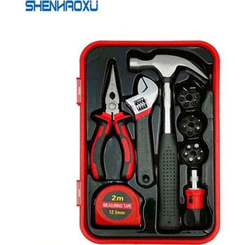 Hand Tool Set General Household Hand Tool 23 Kit Screwdriver Pliers Hammers Tape Measure Wrenches With Plastic Toolbox
