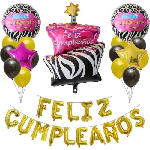 30pcs/set Spanish Feliz Cumpleanos Happy Birthday Letter Alphabet Inflatable Air Globos Cake Foil Balloons Party Supplies