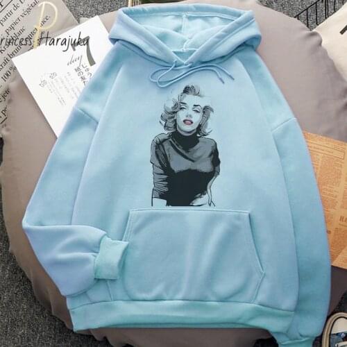 2021 New Marilyn Monroe Graphics Print Hoodie Women 4 Color Casual Hoodie Sudaderas Hoodies Fashion Harajuku Sweatshirts Hooded