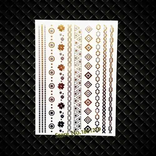 New Gold Henna Bracelet Temporary Tattoo Stickers GYH-028 Women Party Makeup Sexy Tattoo Paste Flower Bracelet Chains Waterproof