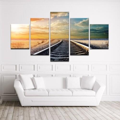 Wholesale Home Decoration Modern 5pcs Canvas Painting Train Tracks High-Definition Print Pattern Factory Outlets Drop Shipping