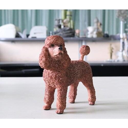 Poodle Art Sculpture Decor Simulated Animal Dog Figurines Mini Resin Craft Home Decoration Handicraft Collection Desk Room R4803