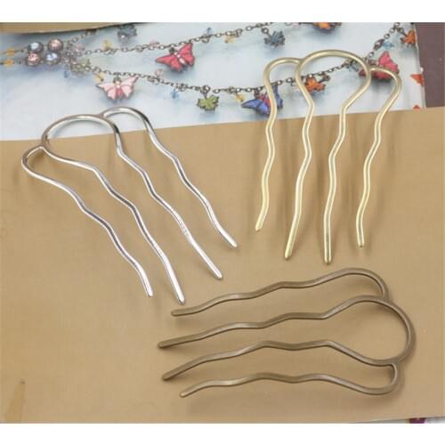 5pcs 46x26/65x65/87x49mm 4Teeth Comb Hair Accessories Silver Color Hairpin Hair Wear Vintage Barrette Findings Jewelry