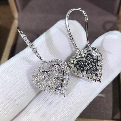 YaYI Jewelry Fashion Princess Cut 100% White Zircon Silver Color Long Ear Earrings Wedding Party Tassel Pierced Earrings Gifts