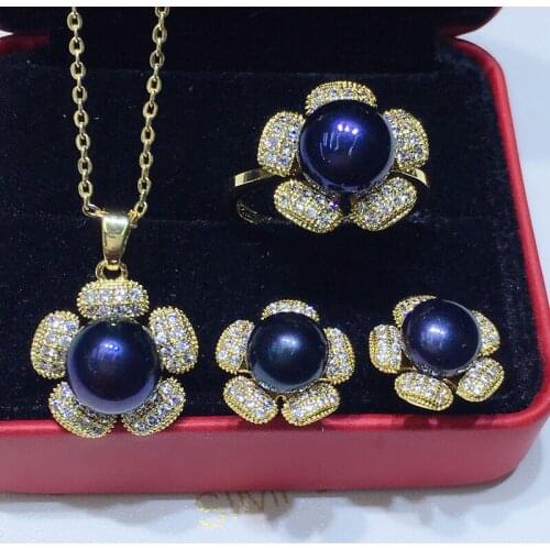 Flower Pendant Earrings Ring Set Mountings Findings Settings Jewelry Set Part Fittings Charm Accessories for Lady Girls Female