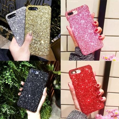 Bling Glitter Luxury Phone Case Cover For iPhone XS Max XR 8 7 6S Plus Silicone Pattern Pink Gold Black Silver Red Funda Bumper