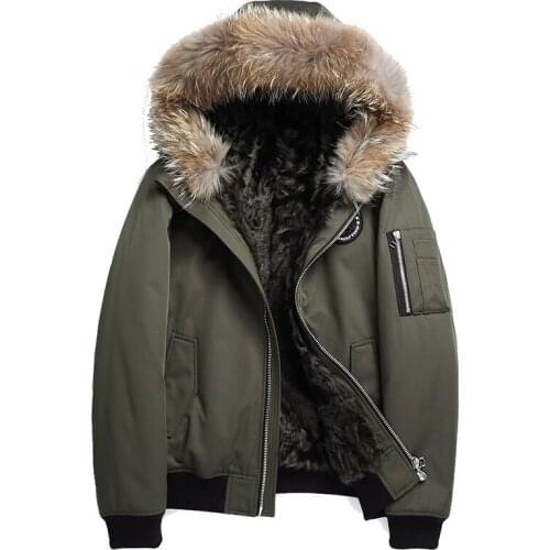 Real Fur Coat Winter Jacket Men Natural Wool Fur Liner Parka Men Raccoon Fur Collar Warm Jackets Plus Size 2303 Y1707