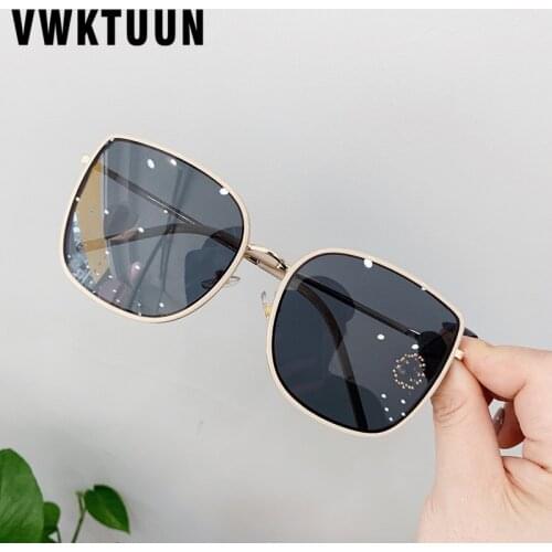 VWKTUUN Oversized Sunglasses Women Metal Frame Square Shades UV400 Cat Eye Glasses Colorful Oversized Sunglasses Brand Design