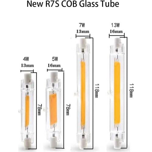 LED R7S Glass Tube COB Bulb 4/5/7/13W AC220V Super Bright Dimmable 360degrees Corn Lamp Diode Spotlight Replace Halogen Light
