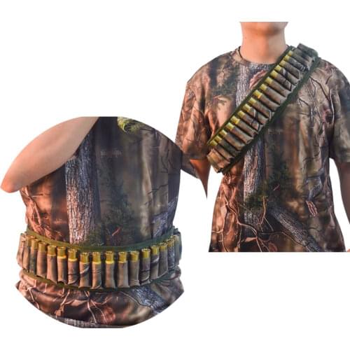 Tactical Shell Bandolier Belt 12/20 Gauge Ammo Holder 28 Rounds Gun Bullet Belt Pouch Cartridge Waist Belt Bag for Hunting X294