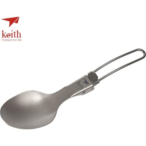 Keith Titanium Folding Spoon Camping Travel Tablewares Outdoor Picnic Hiking Convenient Pure Titanium Spoon 20g Ti5308