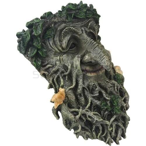 Tree Face Bird Feeder Outdoor Old Man Wild Bird Feeder Whimsical Tree Sculpture Outdoor Garden Pastoral Bird Feeder