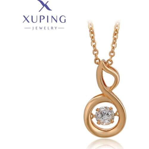 Xuping Jewelry Fashion New Arrival White Crystal Pendant Necklace of Gold Color 810644523