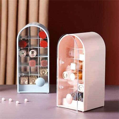 Lipstick Storage Box Multi-Grid Desktop Dustproof Dressing Table Lip Gloss Cosmetics Small Box With Lid