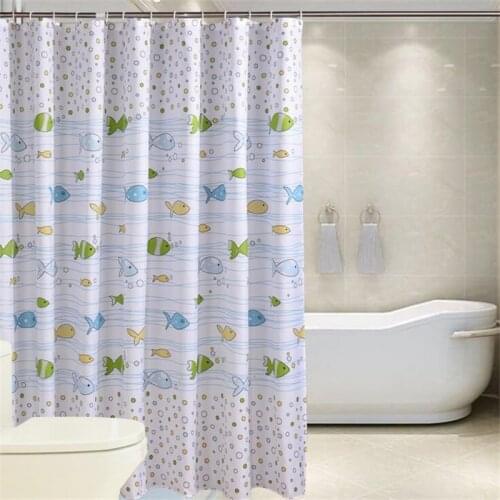 Shower Curtain Mildewproof Waterproof Cloth Bathroom Partition Curtain Bath Screen Moisture-Proof Shower Curtain With Hooks