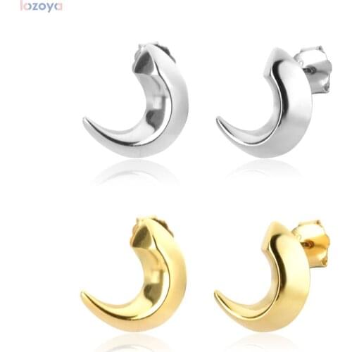 LOZOYA 925 Sterling Silver Moon Punk luxury Stud Earring Women Piercing Pendiente Fashion Fine Jewelry 2021 Rock Jewels