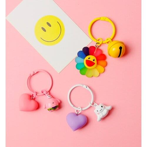 Cute Sweet Sunflower Star Heart Star Airpods Accessories Keychain For Women Trinket Key Chains Ring Car Bag Pendent Charm D312