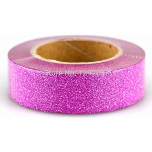 1PCS 15mm*10m Cute Rose Pink Glitter Tape Decorative Washi Tape Paper DIY Scrapbooking Adhesive Tapes for Photo Album Stationery