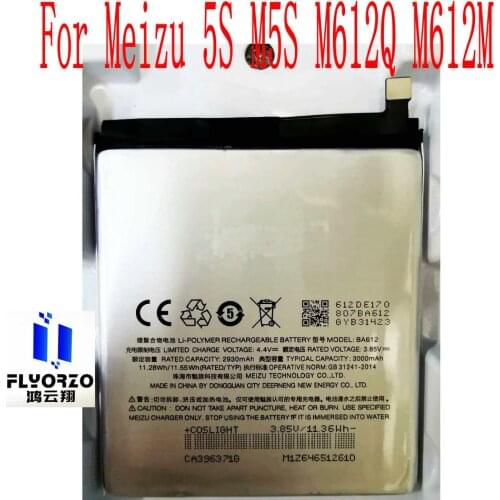 NEW High Quality 3000mAh BA612 Battery For Meizu 5S M5S M612Q M612M Mobile Phone