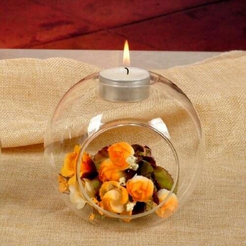 2021 Romantic Wedding Dinner Decor Crystals Glass Hanging Creative Candle Holder Candlestick Small Tealight Holders Candelabra