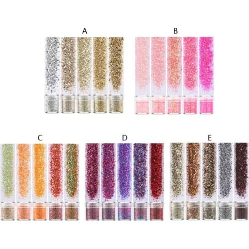 5 Colors Mixed Holographic Makeup Chunky Glitter Face Body Eye Hair Nail Epoxy Resin Festival Chunky Hexagons Sequins Drop Ship