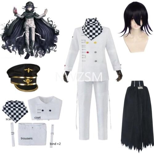 Anime Danganronpa V3 Kokichi Oma Cosplay Costume President Oma Cosplay Wig Cloak and Hat Halloween Carnival Party Costumes