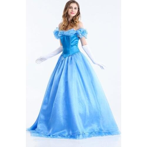 Noble European palace adults sky blue costumes queen dress Halloween snow white play princess costumes for cosplay women