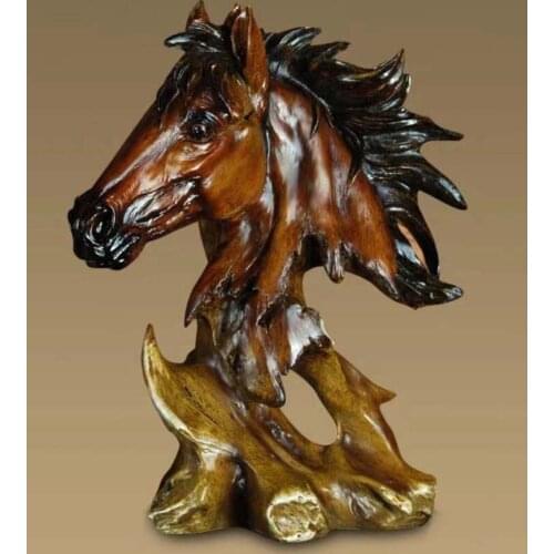 27CM large TOP COOL Artwork HOME OFFICE ROOM CLUB BAR decorative art animal Horse head battle steed Ornament sculpture art
