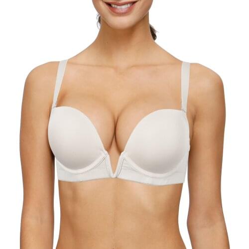 New Style Bra Sexy Deep V Girls Bh Underwired Padded Cup Women Underwear Adjustable Lingerie Soft Cotton Push Up Bras