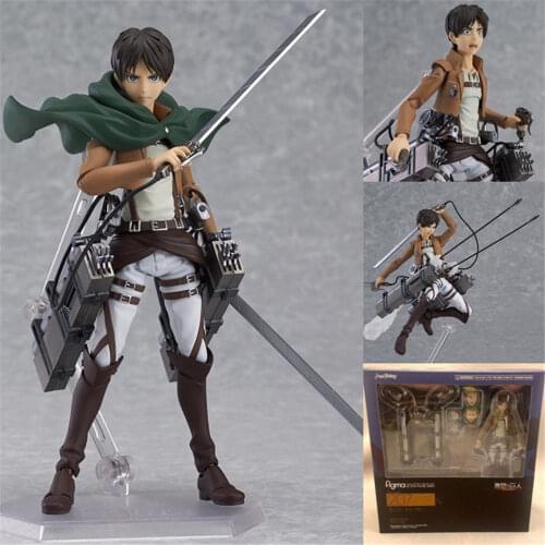 Attack on Titan Anime Figure Eren Jaeger Figma 207 PVC Action Figure Collection Model Toy 6inch Collection Best Gift Brinquedos