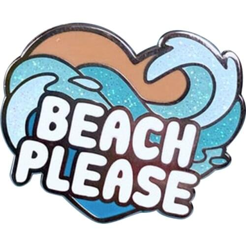 Beach Please Enamel Pin Lovely Ocean Wave Brooch life is good jewelry Get ready for summer