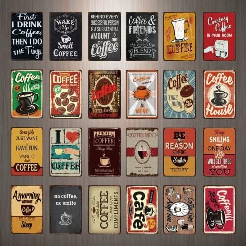 Coffee House/I Love Coffee/Smell Coffee Retro Chic Metal Tin Sign Poster Home Shop Cafe Decor Wall Art Iron Painting