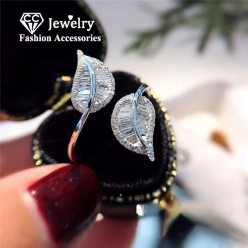 CC Rings For Women Silver S925 Leaves Cubic Zirconia Adjustable Horse Eye Ring Wedding Bridal Propose Fine Jewelry CC3213