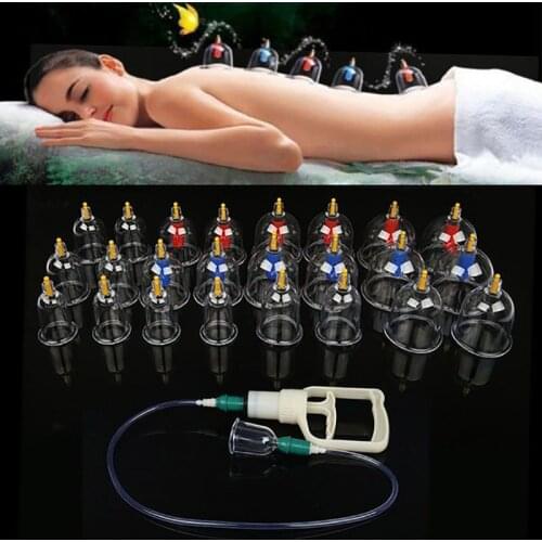24Pcs Massage Cans Health Monitors Chinese Cupping Therapy Cans Opener Pull Vacuum Cupping massage Cups Banks Tank Set Care Tool