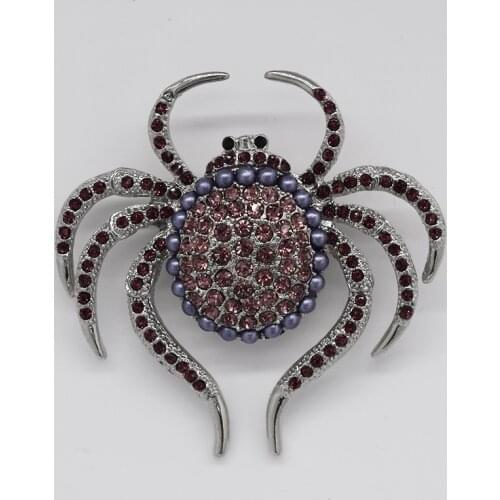 Fashion Brooch Purple Rhinestone Spider brooches C291 D