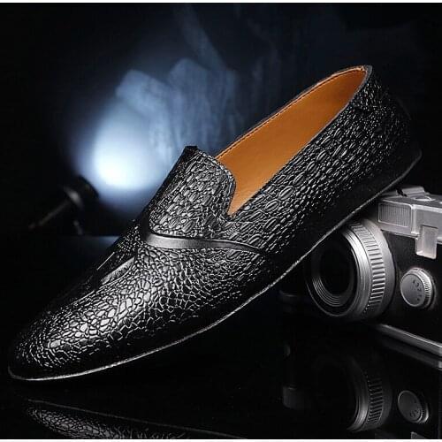 Mens Casual Shoes Breathable Split Leather Loafers Moccasins Comfortable Big Size Slip on Driving Shoes Flat Shoes