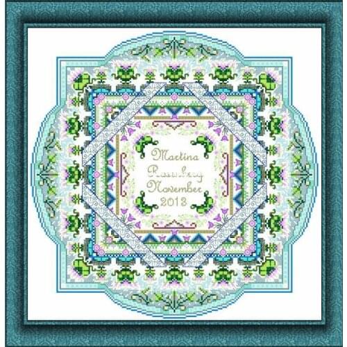 Blue Bell lace Mandala 44-44 Cross Stitch Set DIY Kit Embroidery Needlework Craft Packages Cotton Fabric Floss