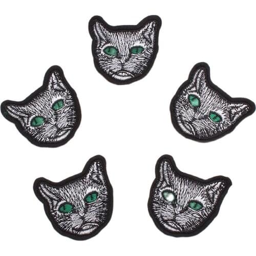 10pcs/lot Embroidered Lifelike Cat Patches Iron On Cartoon Animal Stickers DIY Jeans Backpack Shoes Backpack Fabric Appliques
